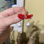 Natural Baroque Freshwater Pearl Agate Earrings White Photo 3