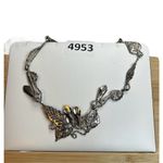 Floral and leaf silver necklace statement piece artwork Photo 1