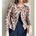 Vintage y2k Cardigan Sweater Size M Slim Fit Wool Light Weight Multi Color Yellow Size M Photo 5