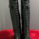 Arturo Chiang Z03- Billie 2 Blk Leather Riding Boots w/Buckle & Stud Detail 10 Photo 2