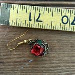 Vintage 80s real rose dangle earrings from Oregon NIB Red Photo 1
