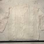 None Elegant Cream V-Neck Cable Knit Sweater Photo 0