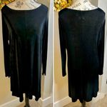 Flax by Engelhart Slinky Knit Bateau Neck Long Sleeves Black Tunic Dress Sz M Photo 1