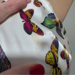 L'Agence L’AGENCE Jodie V Neck Butterfly Slip Dress White Multi Flutter 6 Silk Photo 12