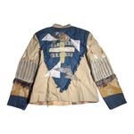 Vtg 1990s Sandy Starkman Beige Blue Abstract Patchwork Mandarin Collar Jacket M Size M Photo 1