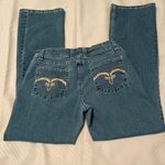 Drama Gold vintage low rise boot cut jeans w/fleur de lis pocket design Sz. 9/10 Photo 3