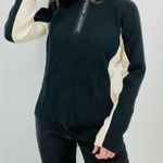 DKNY y2k  active fitted two tone quarter zip pullover sweater black ivory size XL Photo 5