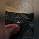 Lulus  Bold Charm Black Vegan Leather Pleated Tiered Mini Skirt Photo 5