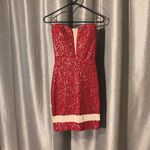 January 7 Red Paisley Tube Top Sexy Cocktail Dress Photo 2