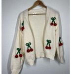 Luna Ivy 3D Cherry Knit Cardigan Sweater XS Oversized Anthropologie Photo 2