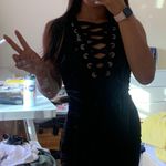 Forever 21 Black Lace Tie Up Body con Dress Photo 0