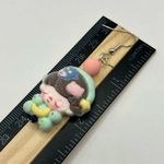 Cute Pastel Green Baby Boy with Moon Flocked Fuzzy Earrings Photo 3