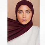 VOILE CHIC Premium Chiffon Deep Burgundy Hijab Scarf For Women Purple Photo 0
