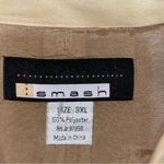 Vintage Faux Suede and Leather Full Zip Long Jacket Beige Cream plus size 3XL Yellow Photo 3