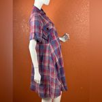 Reba  Red and Blue Buttoned Midi Dress Size Large 100% Cotton Side Pockets A1 Photo 8