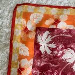 Palm Tree Floral Square Silk Scarf Orange Gold Red White Photo 3