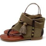 MIA Natasha Tan Stone Suede Boho Thong Ankle Wrap Tassel Sandal Women’s Size 7 Photo 3