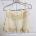 Japanese Kawaii Cream Beige Cottagecore Gyaru Lace Ruffle Decorative Mini Skirt Size XS Photo 3