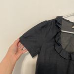 J.Crew Phoebe Ruffle Dress Solid Dark Gray Charcoal WOOL Blend Short Sleeve 2 Photo 6