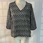By Together  NWT black chiffon silver sequin loose fit blouse size small Photo 0