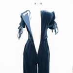 Eliza J . Ruched Short Sleeve Velvet Jumpsuit. Photo 15