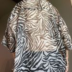 sheer zebra print button up Black Size 3X Photo 3