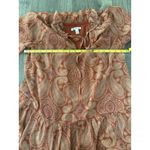 Versona Womens Paisley Print Tiered Ruffle Neck Tie Mini Dress Small Orange Photo 3