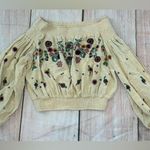Free People Saachi Smocked Off the Shoulder Top Retail $128 Small Embroidered Photo 5