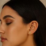 4mm Yellow CZ Double Ended Barbell Earrings – Stainless Steel Studs Photo 1