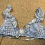 Aerie Gingham Print Ruffle Wrap Blue and White Bikini Top Photo 1