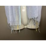 Gamut Scarf Womens One Size Lightweight Blue Gauze Fringe Wrap Aqua Yellow Trim Photo 3