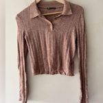 ZARA  Knit Brown Cropped Collared Long Sleeve Sweater Top Photo 0