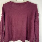 Mudd  Burgundy Cable Knit Cropped Sweater - Women's Small Cozy Fall Winter Top Photo 9