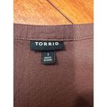 Torrid  Brown Short Sleeve Drawstring Waist Romper Button Front V Neck Size 1 Photo 4