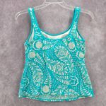 kim rogers  Blue Floral Padded Swimwear Tankini Tank Top Medium M Photo 1