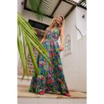 Free People Retro 60s 70s Floral Psychedelic Saffron Halter Maxi Dress Small Photo 3