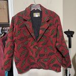 Vintage 90s Painted Pony Tapestry Blazer Jacket Fall Leaves USA Womens Medium Red Photo 1