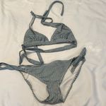 Ingear szM (runs small) blue & white checked 2 piece bikini GUC no bra inserts Size M Photo 1