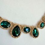 2028 Gold Tone Emerald Green Crystal Drop Necklace Photo 1