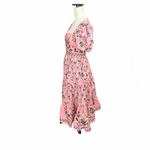 Agua Bendita  Lima Linen Pink Floral Midi Dress size medium Photo 3