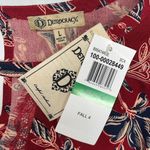 Democracy NWT Size L Red & Blue Floral Print Lace Keyhole Peasant Blouse Top Photo 4