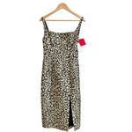 Carolina Herrera Gold Thin Strap square neck fitted Midi Leopard Column dress Photo 2