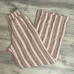 Rewind Linen Brown, Pink & White Striped Elastic Waist Pull On Pants Size XS Photo 3