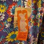 Vintage 70s Retro Floral Size Large Pullover Quarter Zip Deadstock Hippie Disco Purple Photo 10