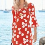 Boden USA Boden Miriam Jersey Knit Bell Sleeve Mini Dress Orange Red Floral Womens 16 Photo 9