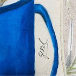 Cotton cloth tote bag purse beach bag w/ baby sloth painting in teacup tropical Blue Photo 2