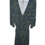Eloquii Elements Green and Black Animal Print Faux Wrap Dress Photo 1
