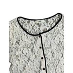 Issi  Cream Lace Cardigan Black Trim Button‎ Down Long Sleeve Elegant Photo 6