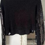 ZARA Sequin Front Chenille Mock Neck Sweater Photo 4