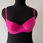 Nines hot pink womens 36B lace trim push up bra with hooks bow tie front 36B Size undefined Photo 0